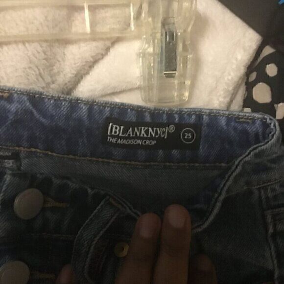 Blank NYC Medium Wash Button up Madison Light Wash High rise Crop Jeans 25 - Picture 5 of 11